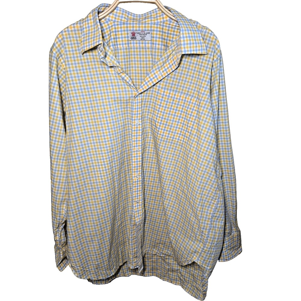 Turnbull‎ & Asser "Bespoke" Custom Plaid French Cuff Dress Shirt England US XL